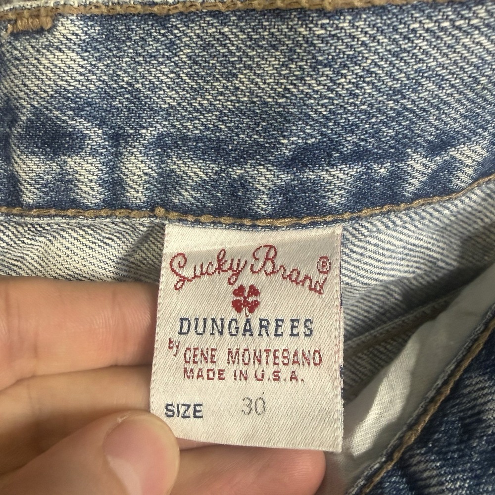 Vintage Lucky Brand Dungarees Jeans Men 30x34 Blue Baggy Gene Montesano USA Made - Picture 4 of 16